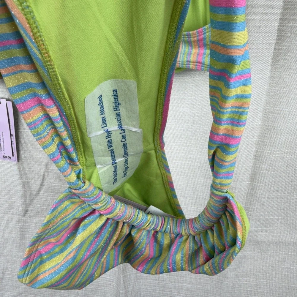 Wild‎ Fable Bikini Swimsuit Set Womens XL Multicolor Stripe Glitter 2 Piece NWT